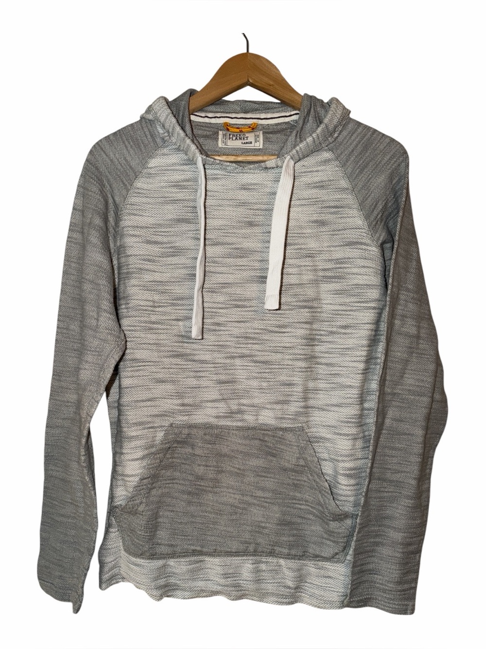 Free Planet Gray Heathered Hooded Sweatshirt Men’s Large Normcore